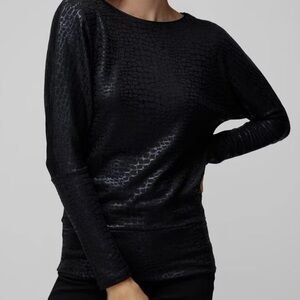 WHBM Banded Bottom Snit Top in Croc Foil Black - Size Large